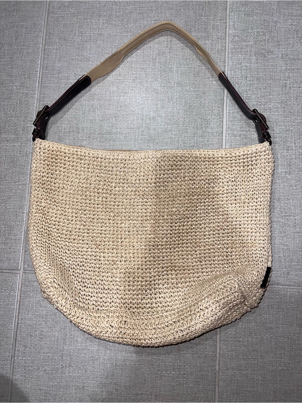 Y2k Ralph Lauren Woven Straw crochet Hobo Bag in Natural